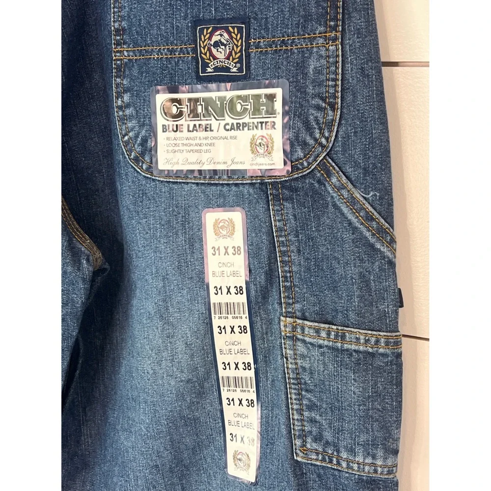NWT Cinch Blue Label Carpenter Jeans Western Mens 31x38 Cowboy Workwear Denim